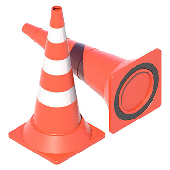 Водоналивной дорожный конус 750 мм с цельным днищем и полимер-песчаным утяжелителем с тремя светоотражающими полосами